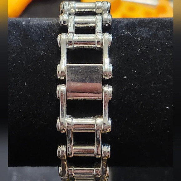 Vintage VERNIER Tank Watch Bike Chain Bracelet - Picture 5 of 8